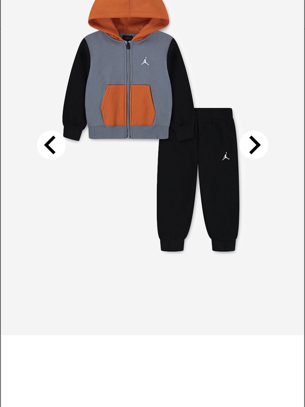 Jordan Little Kids Orange & Gray Hooded Jacket with Black Joggers Size 2T